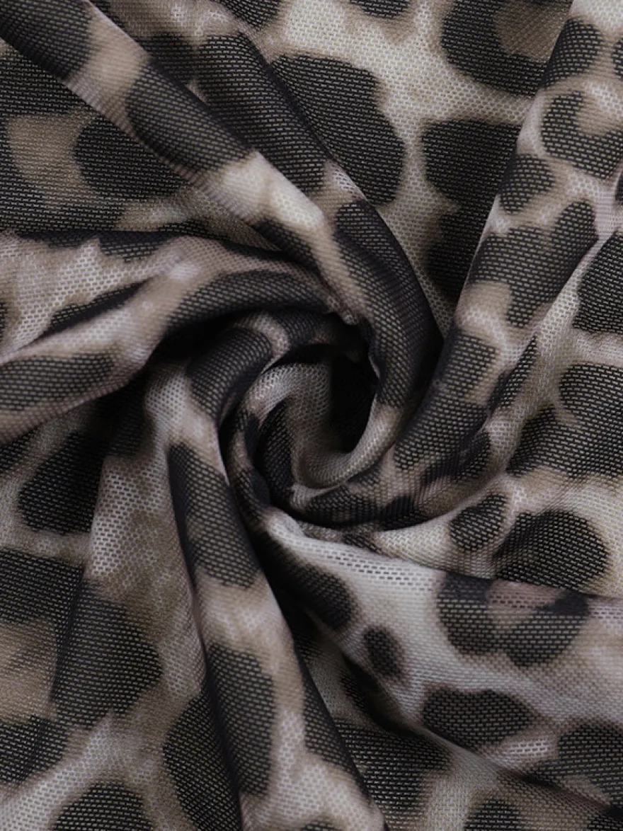 Robe de soirée imprimée léopard à manches longues robe d'été