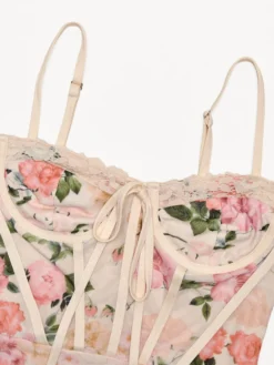 Robe de soirée maxi rose à bretelles col sans manches imprimée sexy semi-formelle