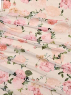 Robe de soirée maxi rose à bretelles col sans manches imprimée sexy semi-formelle