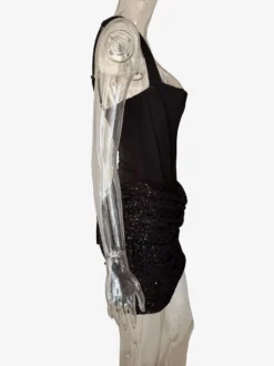 Robe de soirée mini moulante sans manches à sequins et corset pour femme 2026
