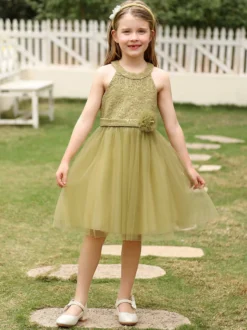 Robe de soirée pour fille robe de demoiselle d'honneur robe de soirée sociale pour enfants robe de demoiselle d'honneur robe de demoiselle d'honneur sans manches fleurs