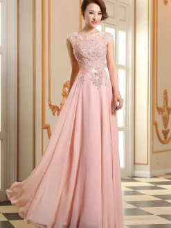 Robe de soirée robe cérémonie femme col rond au sol