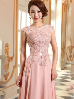 Robe de soirée robe cérémonie femme col rond au sol