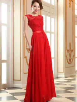 Robe de soirée robe cérémonie femme col rond au sol