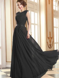 Robe de soirée robe cérémonie femme col rond au sol