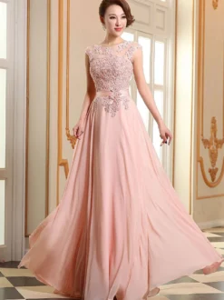 Robe de soirée robe cérémonie femme col rond au sol
