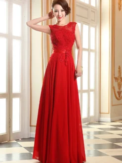 Robe de soirée robe cérémonie femme col rond au sol