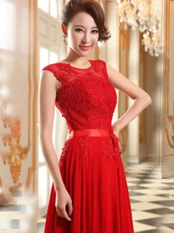 Robe de soirée robe cérémonie femme col rond au sol