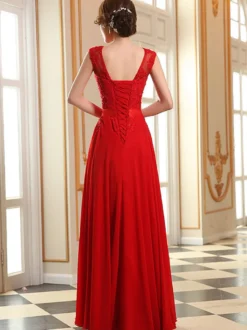 Robe de soirée robe cérémonie femme col rond au sol