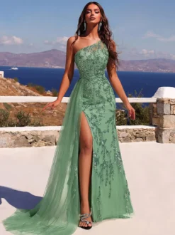 Robe de soirée robe de bal asymétrique en tulle à sequins robe de cérémonie