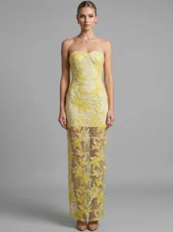 Robe de soirée robe de bal bustier en dentelle robe longue à sequins robe de dîner formelle