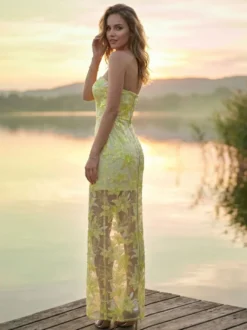 Robe de soirée robe de bal bustier en dentelle robe longue à sequins robe de dîner formelle
