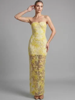 Robe de soirée robe de bal bustier en dentelle robe longue à sequins robe de dîner formelle