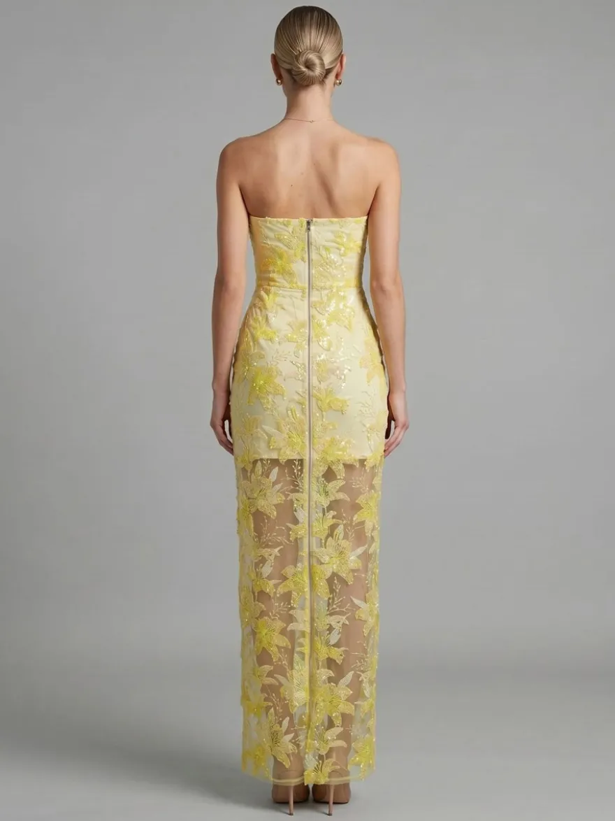 Robe de soirée robe de bal bustier en dentelle robe longue à sequins robe de dîner formelle