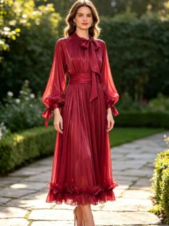 Robe de soirée robe de bal décolleté travaillé nœuds en crêpe robe de soirée formelle