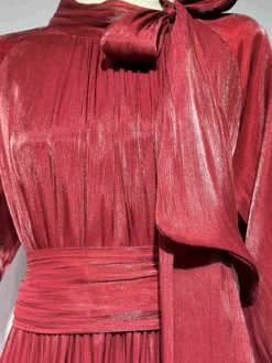 Robe de soirée robe de bal décolleté travaillé nœuds en crêpe robe de soirée formelle