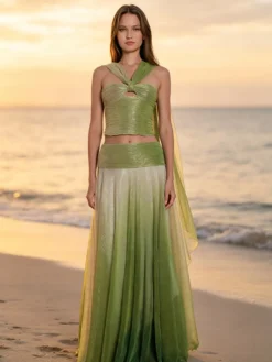 Robe de soirée robe de bal sans manches en polyester robe de cérémonie.
