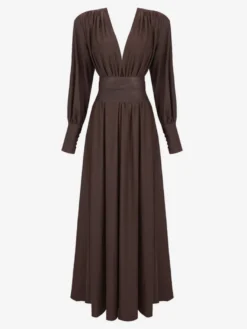 Robe de soirée sexy à col V et ceinture taille haute robe longue pour femme robe de bal formelle