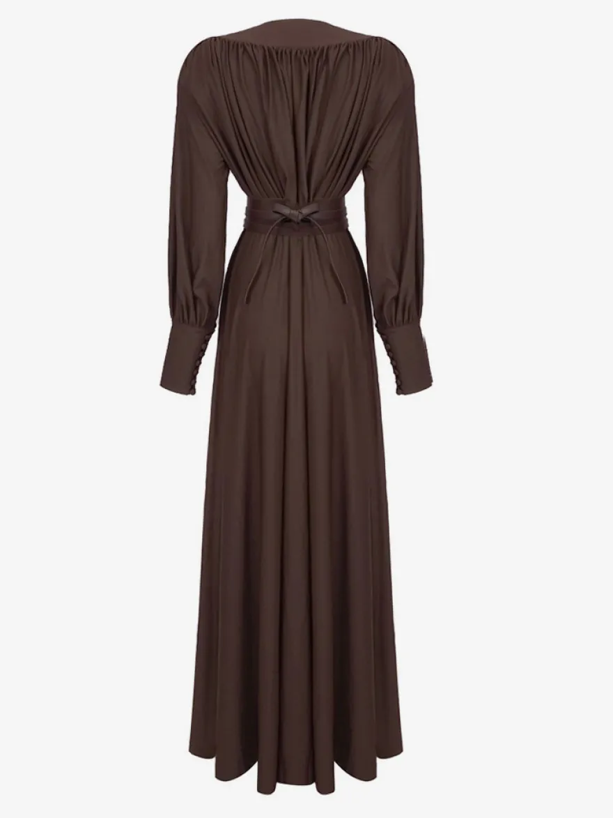 Robe de soirée sexy à col V et ceinture taille haute robe longue pour femme robe de bal formelle