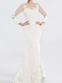 Robe de soirée sirène col en V traîne courte manches longues fermeture éclair appliques paillettes robes de soirée formelles