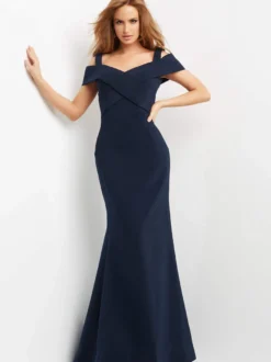 Robe de soirée sirène décolleté longueur au sol manches courtes fermeture éclair tissu satiné croisé robes de soirée formelles