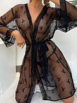 Robe de soirée transparente en dentelle Lingerie Vêtements de nuit Chemise de nuit