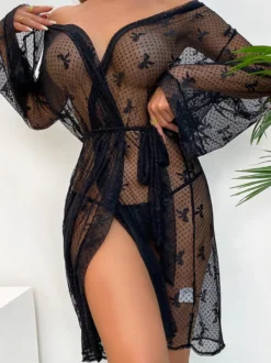 Robe de soirée transparente en dentelle Lingerie Vêtements de nuit Chemise de nuit