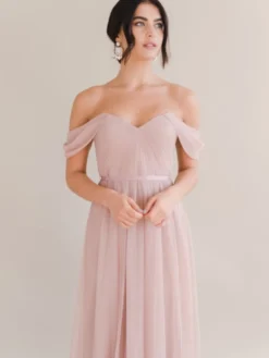 Robe de soirée trapèze col bateau en mousseline de soie longueur au sol robes de soirée plissées