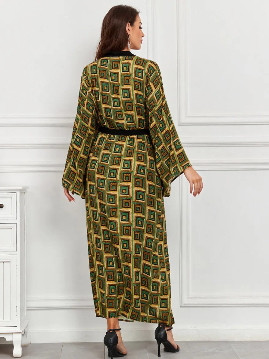 Robe de vacances oversize à manches longues imprimée rose décontractée