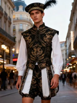 Robe de velours royale et noble de style Renaissance idéale pour un GN médiéval ou un cosplay d'Halloween.