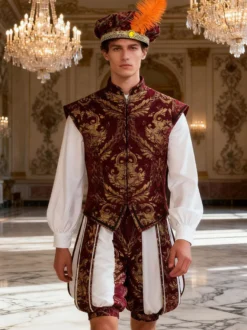 Robe de velours royale et noble de style Renaissance idéale pour un GN médiéval ou un cosplay d'Halloween.