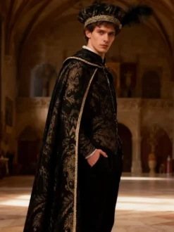 Robe de velours royale et noble de style Renaissance idéale pour un GN médiéval ou un cosplay d'Halloween.