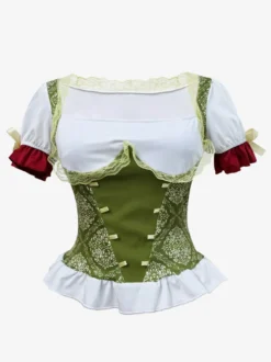 Robe Dirndl mi-longue pour femme costume traditionnel rouge pour l'Oktoberfest jupe moderne et élégante.