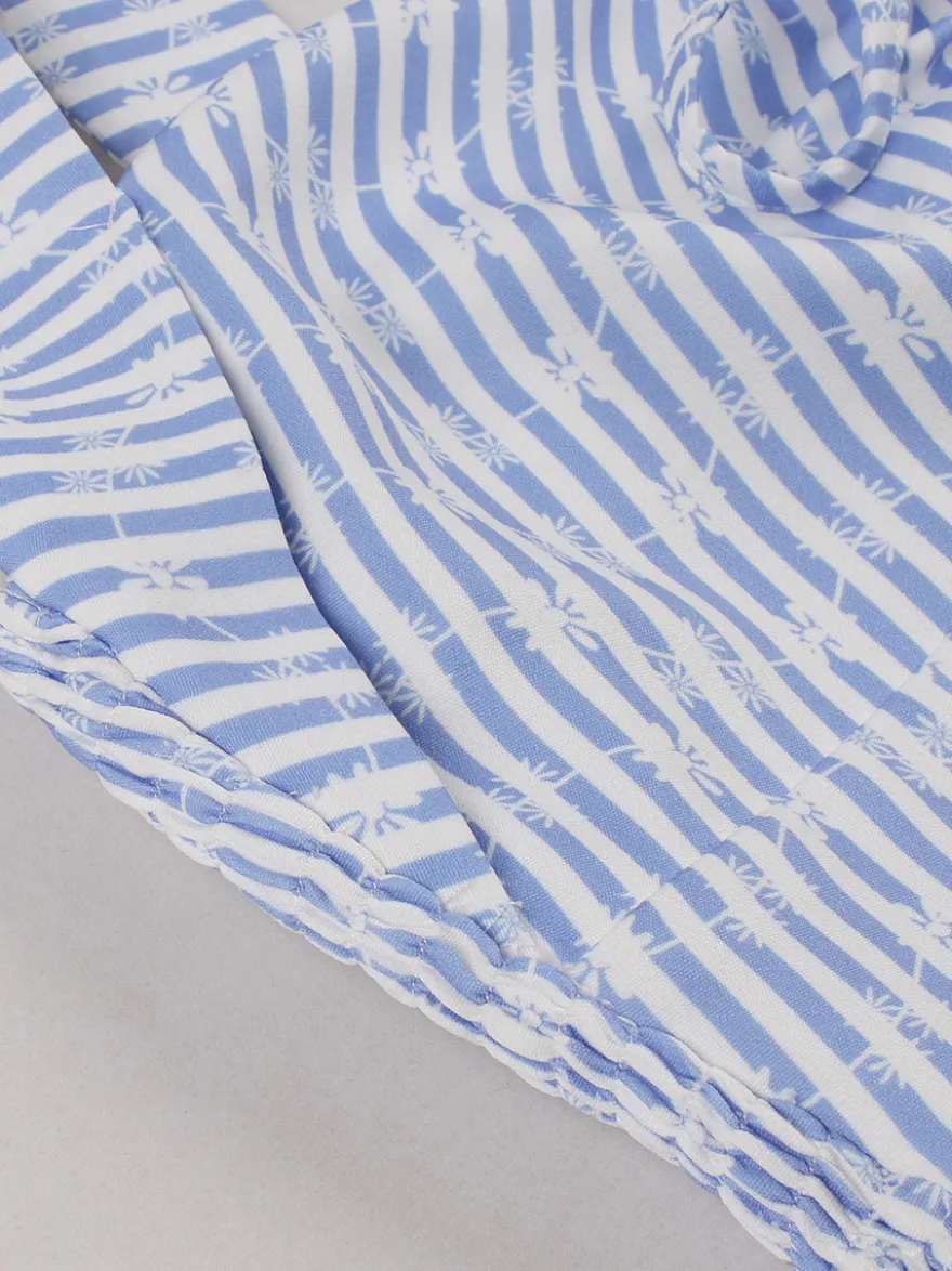 Robe d'été trapèze à rayures col halter et imprimé floral pour femme 2026