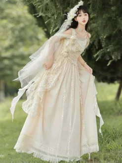 Robe Fairy Lolita à fleurs blanches robe de bal Lolita pour tea party