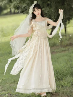 Robe Fairy Lolita à fleurs blanches robe de bal Lolita pour tea party