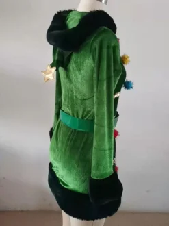 Robe Femme Noël Moulante Verte Déguisement Enfant Costumes de Vacances de Noël
