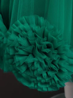 Robe fille de fleur asymétrique en tulle col rond noeud sur dos robe cortège enfant