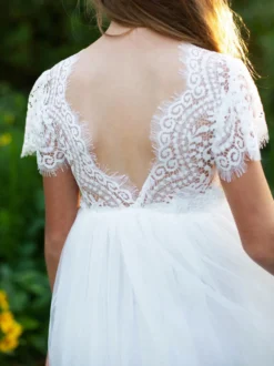 Robe fille de fleur robe cérémonie boho fille manche courte