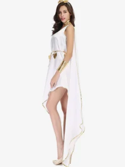 Robe fluide blanche de déesse grecque Robe élégante Costumes de vacances