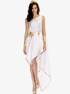 Robe fluide blanche de déesse grecque Robe élégante Costumes de vacances