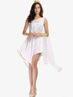 Robe fluide blanche de déesse grecque Robe élégante Costumes de vacances