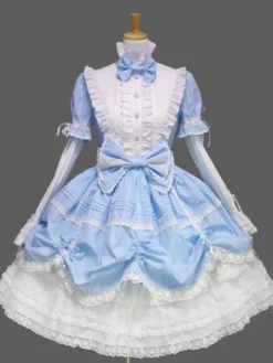 Robe gothique Lolita avec volants en dentelle et nœud décoratif robe de princesse victorienne en 3 couleurs