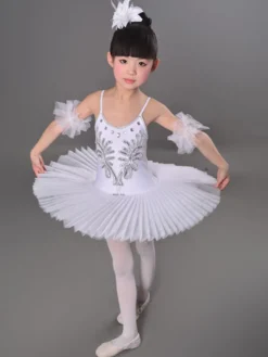 Robe justaucorps de performance en tutu de ballet Swan pour filles