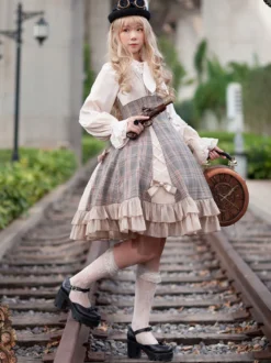 Robe Lolita JSK classique Camel Bows Jupe pull Lolita en polyester sans manches