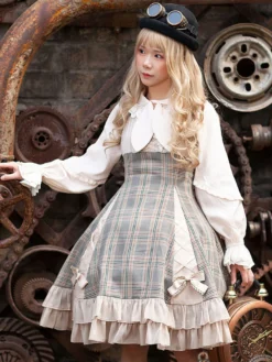 Robe Lolita JSK classique Camel Bows Jupe pull Lolita en polyester sans manches