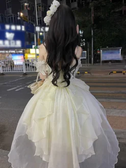 Robe Lolita Sweet Fairy Hime Bank Bandage sans manches à volants Robe Lolita rose