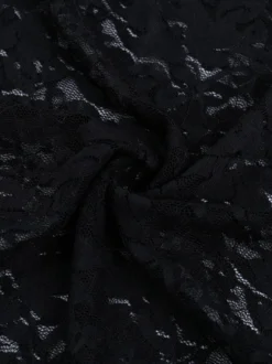 Robe longue en dentelle florale transparente pour femme - Robe moulante noire gothique sans manches - Tenue de soirée d'été 2026