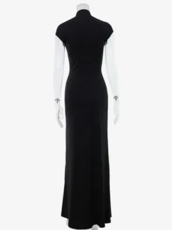 Robe longue moulante à col montant et fente haute pour femme 2026