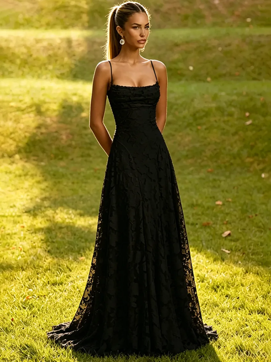 Robe longue rose poudré en dentelle florale bustier sans bretelles laçage croisé dos nu robe de demoiselle d'honneur ou d'invitée de mariage
